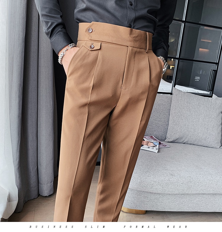 Stile britannico autunno nuovo solido Business Casual pantaloni da uomo abbigliamento semplice tutte le partite abbigliamento formale pantaloni da ufficio dritto 36