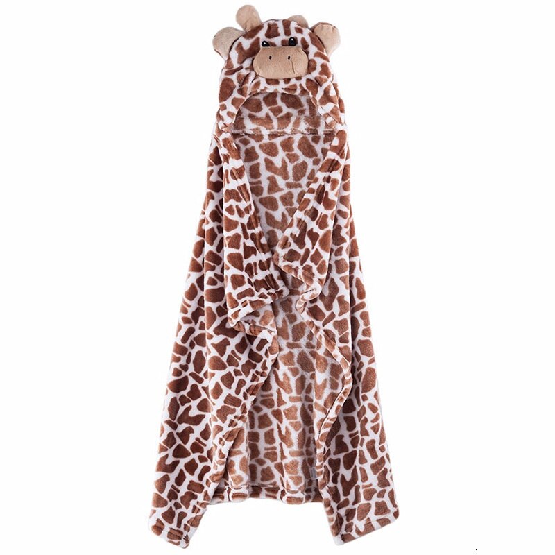 100cm simpatico orso a forma di bambino accappatoio con cappuccio morbido neonato asciugamano da bagno giraffa coperta Cartoon Patter asciugamani