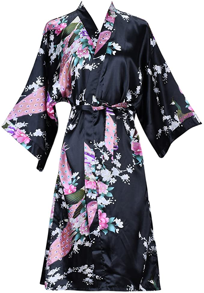 Abito da sposa in raso di seta abito da damigella d'onore accappatoio floreale accappatoio corto Kimono abito da notte accappatoio moda abito da donna