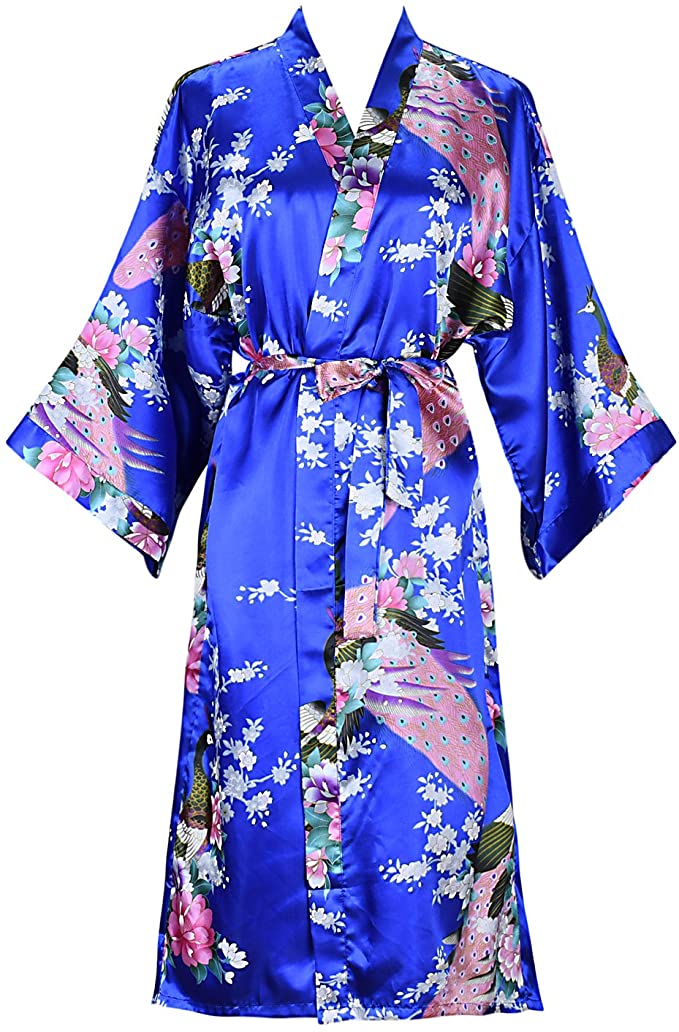 Abito da sposa in raso di seta abito da damigella d'onore accappatoio floreale accappatoio corto Kimono abito da notte accappatoio moda abito da donna