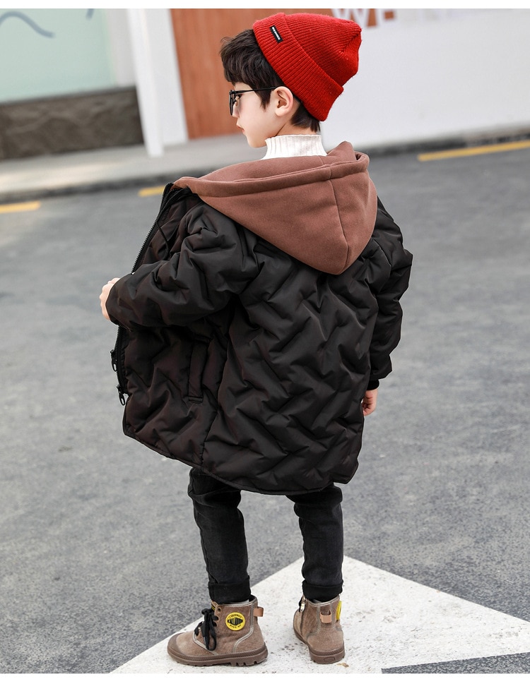 Abbigliamento per bambini giacca invernale in cotone con cappuccio per ragazzi 2021 nuova giacca in cotone spesso di media lunghezza