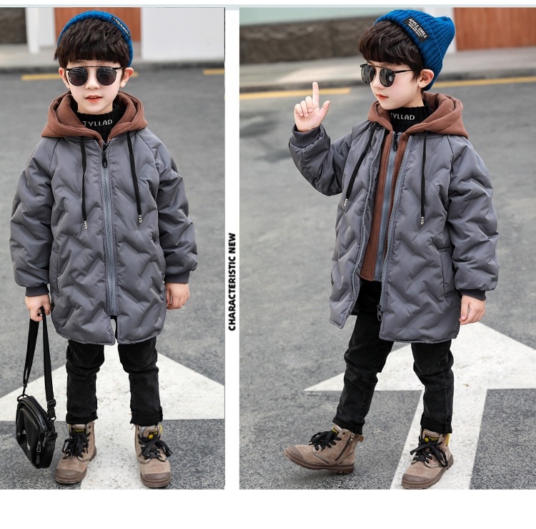 Abbigliamento per bambini giacca invernale in cotone con cappuccio per ragazzi 2021 nuova giacca in cotone spesso di media lunghezza