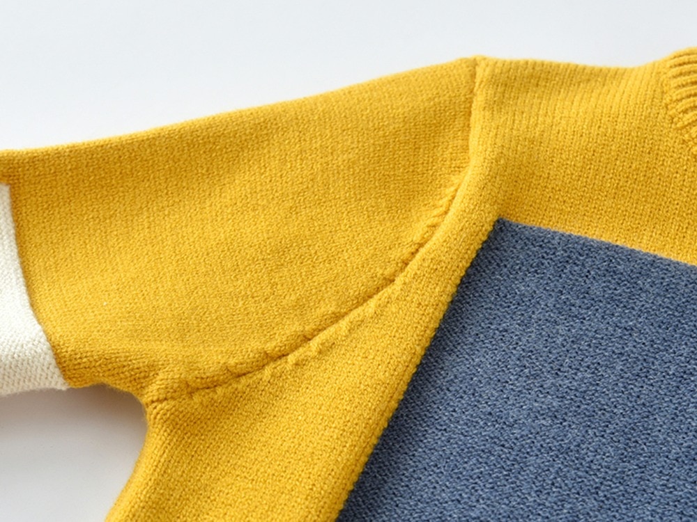 Maglione per bambini Tshirt maglione neonata triangolo geometrico rettangolo Match Style Little Boy Outfit o-collo abiti lavorati a maglia per 2T-8T