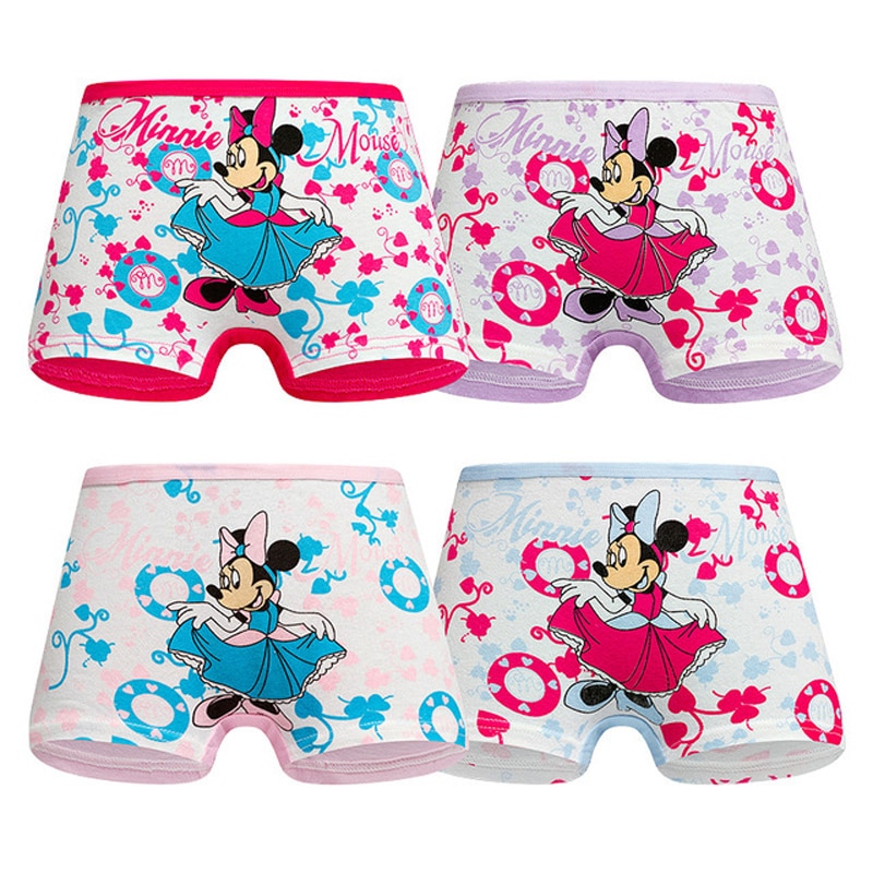 4 pezzi lotto nuovo arriva biancheria intima per bambini cotone neonata mutandine ragazze Minnie slip disegni del fumetto pantaloncini da 2 a 12 anni