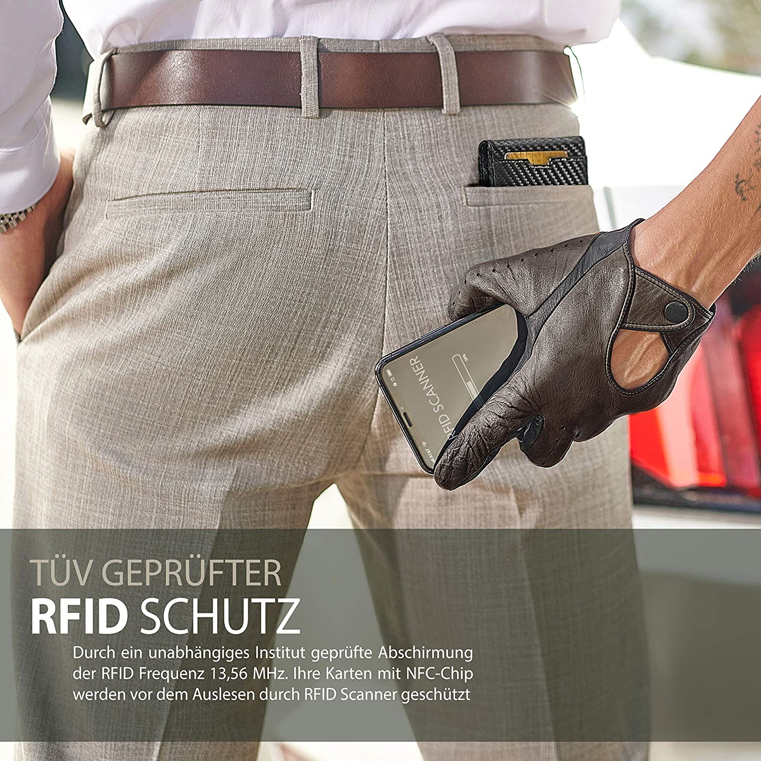 Portafoglio da uomo portafoglio per carte di credito in fibra di carbonio protezione RFID semplice fermasoldi in PU ultrasottile