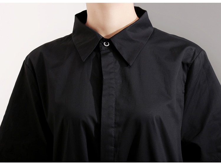 Stile coreano nuova estate donna nero bianco stampato camicia lunga cintura abito Plus Size Casual Vintage grandi abiti abito allentato 5128