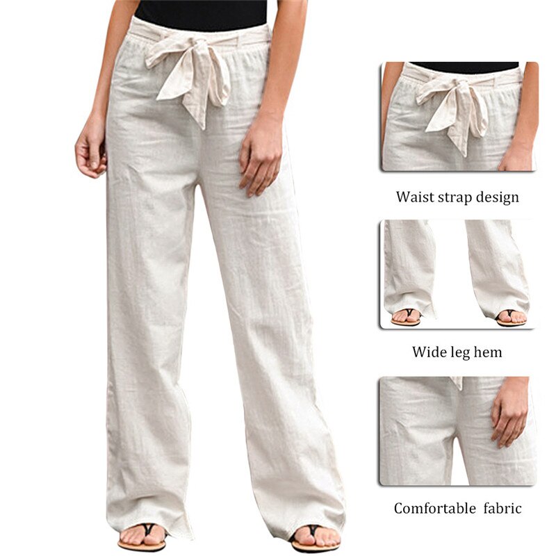 2022 Pantaloni da donna moda lino cotone Plus Size estivi