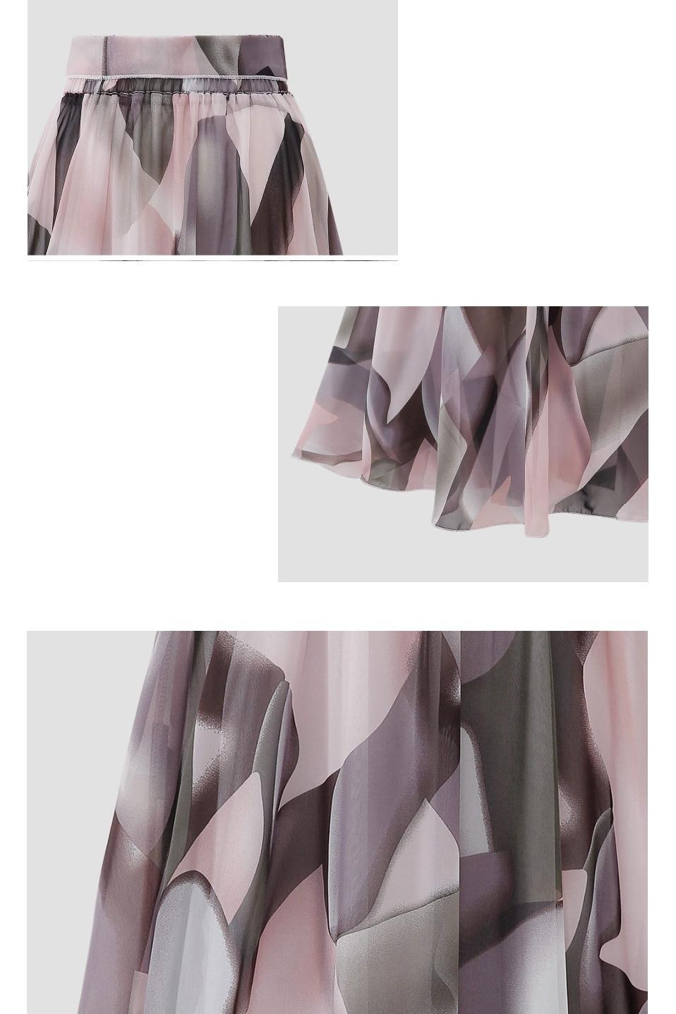 Patterned Chiffon A-Line Midi Skirt for Women